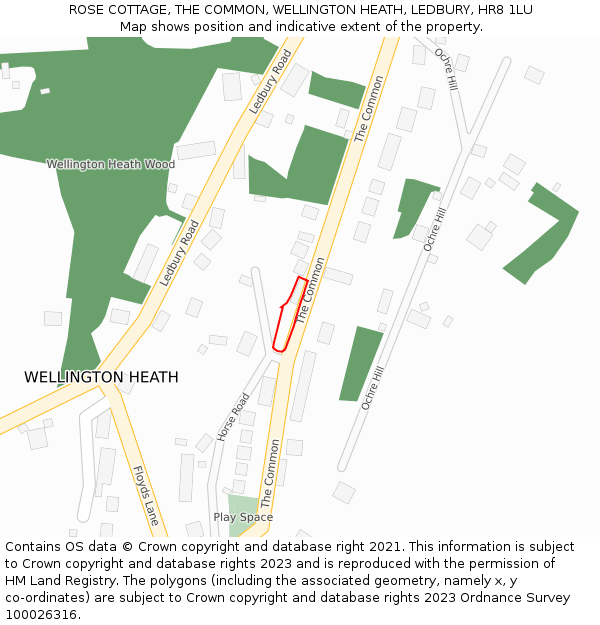 ROSE COTTAGE, THE COMMON, WELLINGTON HEATH, LEDBURY, HR8 1LU: Location map and indicative extent of plot