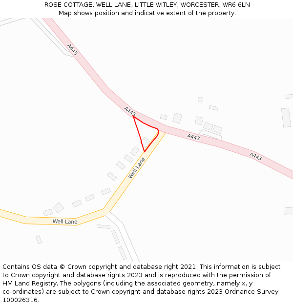 ROSE COTTAGE, WELL LANE, LITTLE WITLEY, WORCESTER, WR6 6LN: Location map and indicative extent of plot