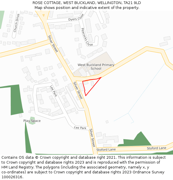 ROSE COTTAGE, WEST BUCKLAND, WELLINGTON, TA21 9LD: Location map and indicative extent of plot