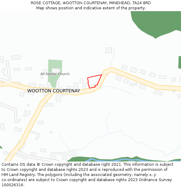 ROSE COTTAGE, WOOTTON COURTENAY, MINEHEAD, TA24 8RD: Location map and indicative extent of plot