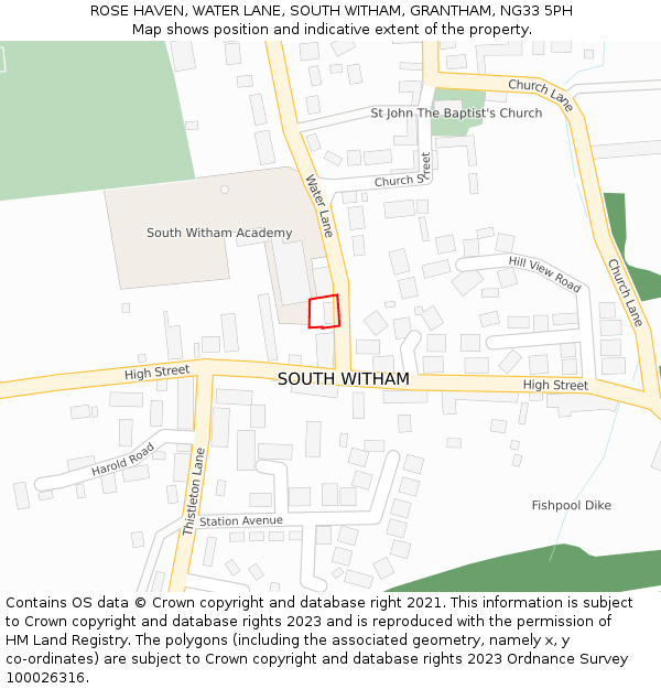 ROSE HAVEN, WATER LANE, SOUTH WITHAM, GRANTHAM, NG33 5PH: Location map and indicative extent of plot