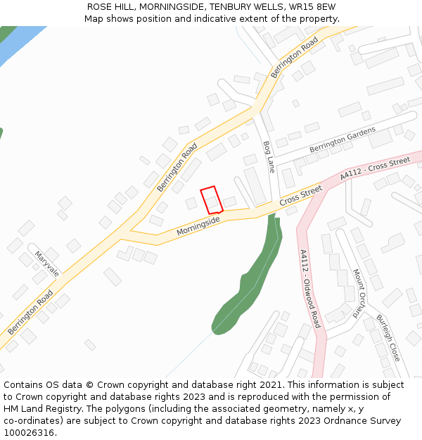ROSE HILL, MORNINGSIDE, TENBURY WELLS, WR15 8EW: Location map and indicative extent of plot