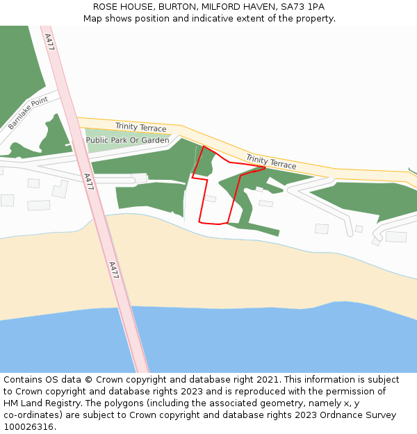 ROSE HOUSE, BURTON, MILFORD HAVEN, SA73 1PA: Location map and indicative extent of plot