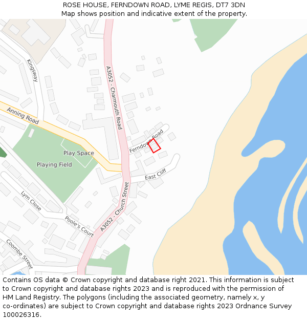 ROSE HOUSE, FERNDOWN ROAD, LYME REGIS, DT7 3DN: Location map and indicative extent of plot