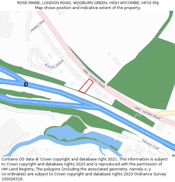 ROSE MARIE, LONDON ROAD, WOOBURN GREEN, HIGH WYCOMBE, HP10 0NJ: Location map and indicative extent of plot