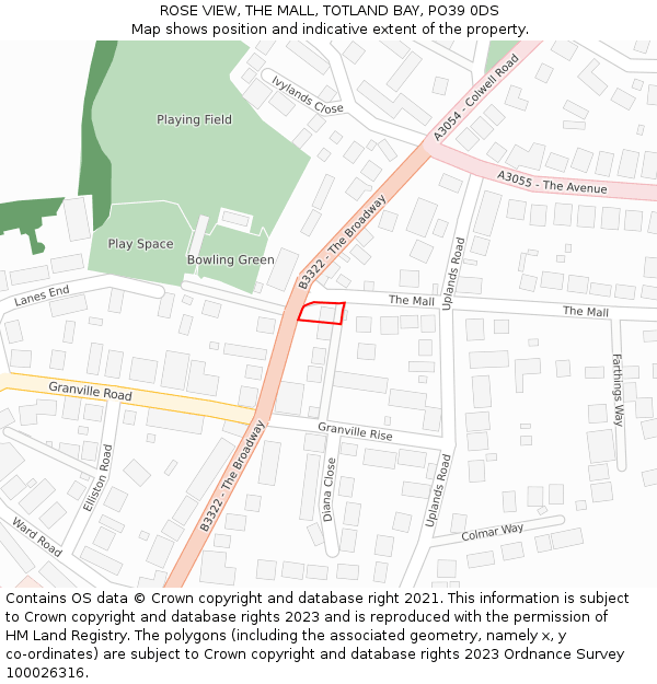 ROSE VIEW, THE MALL, TOTLAND BAY, PO39 0DS: Location map and indicative extent of plot