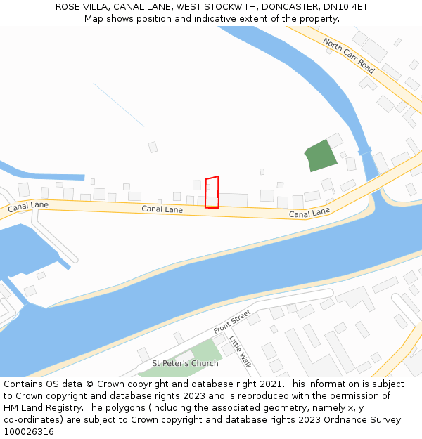 ROSE VILLA, CANAL LANE, WEST STOCKWITH, DONCASTER, DN10 4ET: Location map and indicative extent of plot