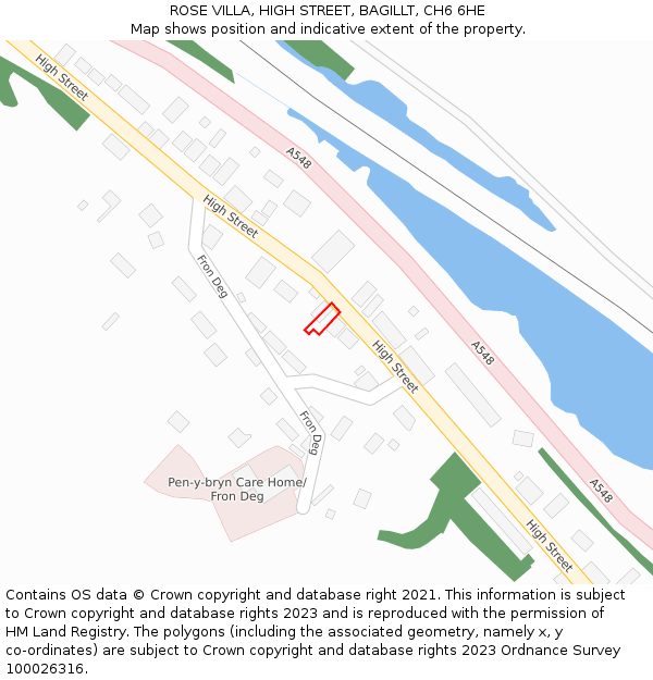 ROSE VILLA, HIGH STREET, BAGILLT, CH6 6HE: Location map and indicative extent of plot