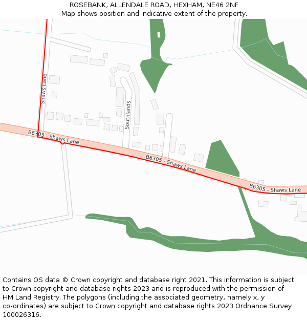 ROSEBANK, ALLENDALE ROAD, HEXHAM, NE46 2NF: Location map and indicative extent of plot