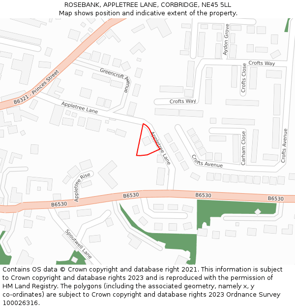 ROSEBANK, APPLETREE LANE, CORBRIDGE, NE45 5LL: Location map and indicative extent of plot