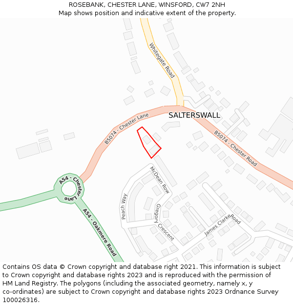 ROSEBANK, CHESTER LANE, WINSFORD, CW7 2NH: Location map and indicative extent of plot