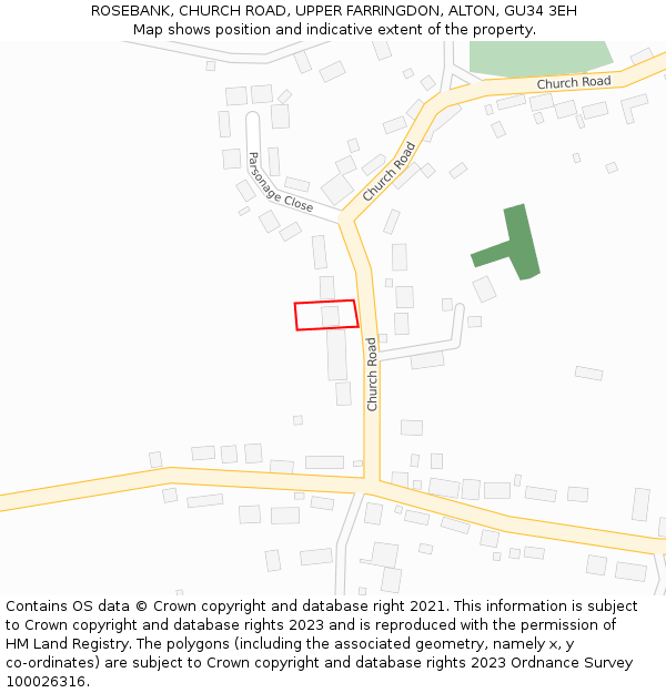 ROSEBANK, CHURCH ROAD, UPPER FARRINGDON, ALTON, GU34 3EH: Location map and indicative extent of plot