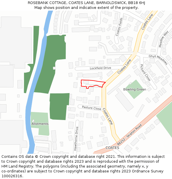 ROSEBANK COTTAGE, COATES LANE, BARNOLDSWICK, BB18 6HJ: Location map and indicative extent of plot