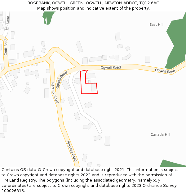 ROSEBANK, OGWELL GREEN, OGWELL, NEWTON ABBOT, TQ12 6AG: Location map and indicative extent of plot