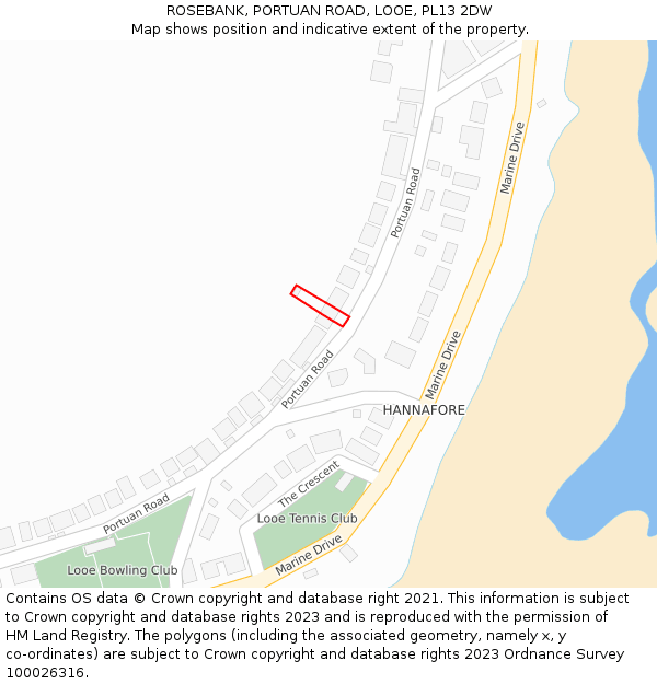 ROSEBANK, PORTUAN ROAD, LOOE, PL13 2DW: Location map and indicative extent of plot