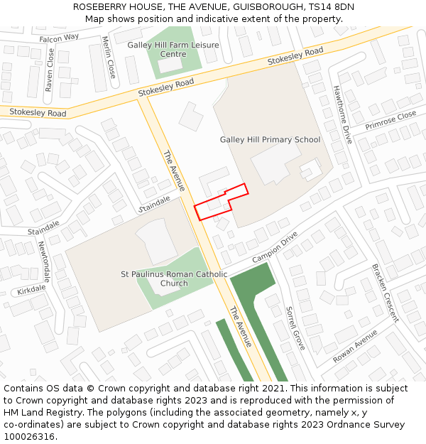 ROSEBERRY HOUSE, THE AVENUE, GUISBOROUGH, TS14 8DN: Location map and indicative extent of plot