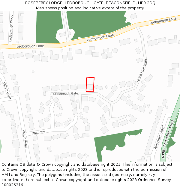 ROSEBERRY LODGE, LEDBOROUGH GATE, BEACONSFIELD, HP9 2DQ: Location map and indicative extent of plot