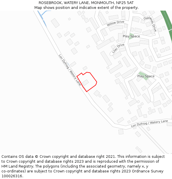 ROSEBROOK, WATERY LANE, MONMOUTH, NP25 5AT: Location map and indicative extent of plot