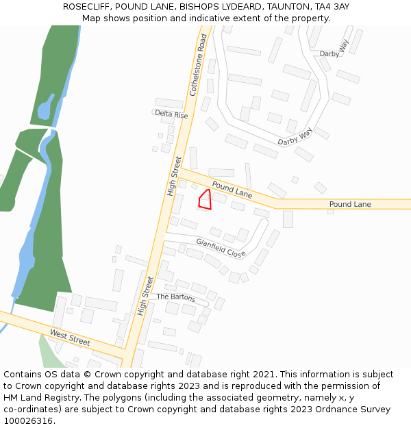 ROSECLIFF, POUND LANE, BISHOPS LYDEARD, TAUNTON, TA4 3AY: Location map and indicative extent of plot