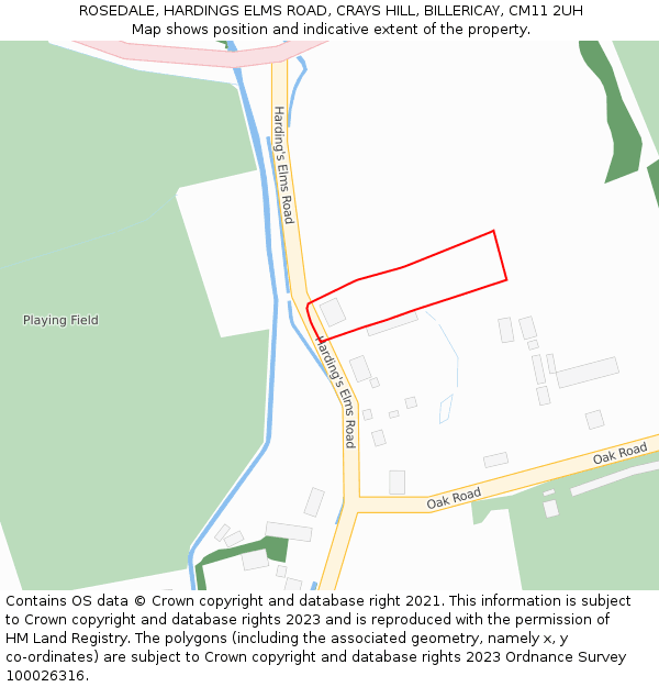 ROSEDALE, HARDINGS ELMS ROAD, CRAYS HILL, BILLERICAY, CM11 2UH: Location map and indicative extent of plot
