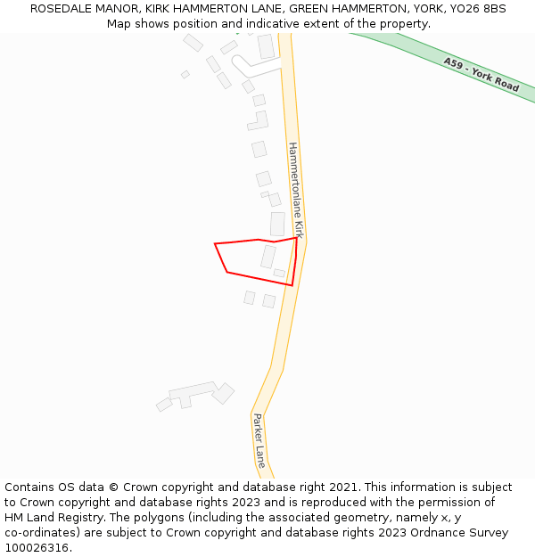 ROSEDALE MANOR, KIRK HAMMERTON LANE, GREEN HAMMERTON, YORK, YO26 8BS: Location map and indicative extent of plot