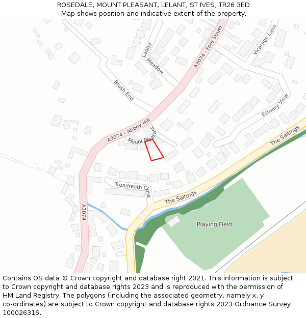 ROSEDALE, MOUNT PLEASANT, LELANT, ST IVES, TR26 3ED: Location map and indicative extent of plot