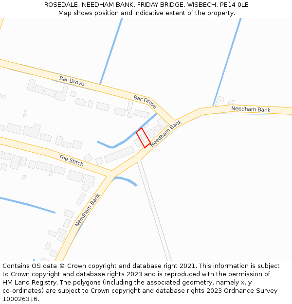 ROSEDALE, NEEDHAM BANK, FRIDAY BRIDGE, WISBECH, PE14 0LE: Location map and indicative extent of plot