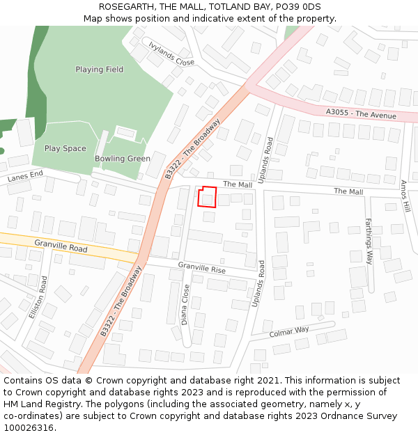 ROSEGARTH, THE MALL, TOTLAND BAY, PO39 0DS: Location map and indicative extent of plot