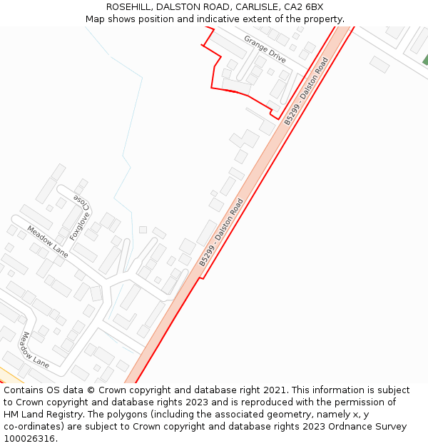ROSEHILL, DALSTON ROAD, CARLISLE, CA2 6BX: Location map and indicative extent of plot