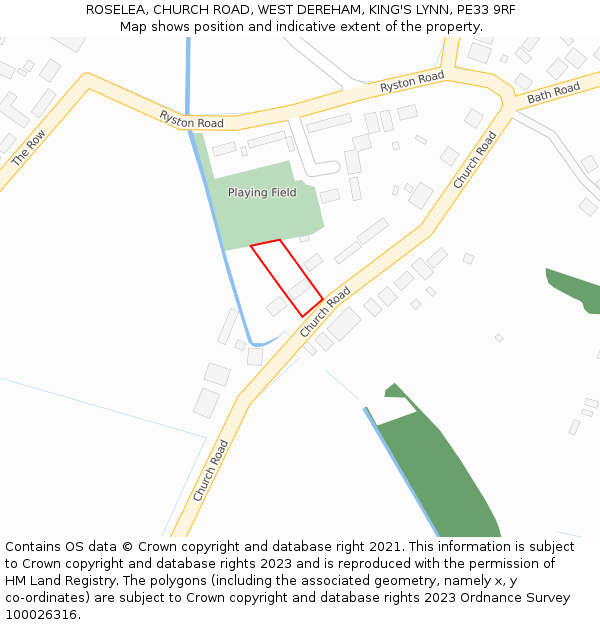 ROSELEA, CHURCH ROAD, WEST DEREHAM, KING'S LYNN, PE33 9RF: Location map and indicative extent of plot