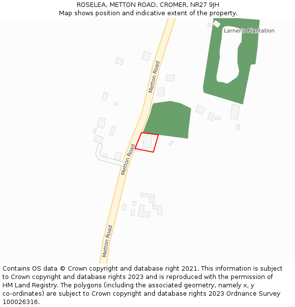 ROSELEA, METTON ROAD, CROMER, NR27 9JH: Location map and indicative extent of plot