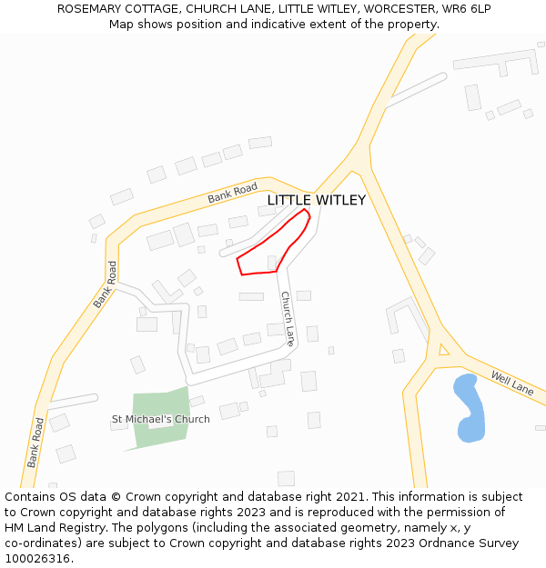 ROSEMARY COTTAGE, CHURCH LANE, LITTLE WITLEY, WORCESTER, WR6 6LP: Location map and indicative extent of plot
