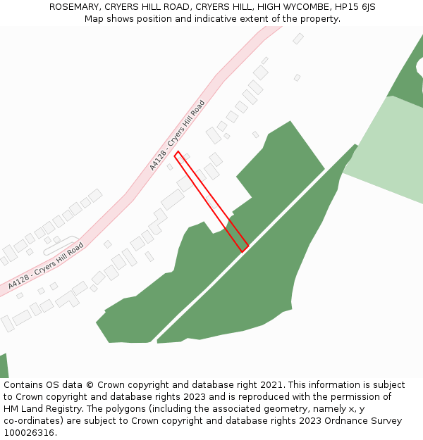ROSEMARY, CRYERS HILL ROAD, CRYERS HILL, HIGH WYCOMBE, HP15 6JS: Location map and indicative extent of plot