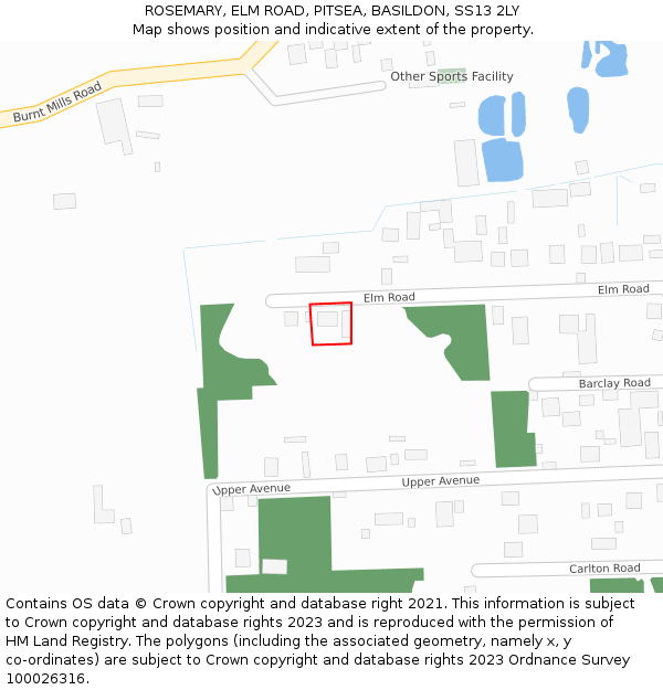ROSEMARY, ELM ROAD, PITSEA, BASILDON, SS13 2LY: Location map and indicative extent of plot