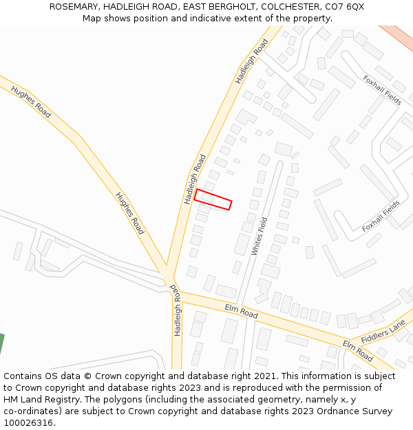 ROSEMARY, HADLEIGH ROAD, EAST BERGHOLT, COLCHESTER, CO7 6QX: Location map and indicative extent of plot