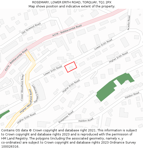 ROSEMARY, LOWER ERITH ROAD, TORQUAY, TQ1 2PX: Location map and indicative extent of plot