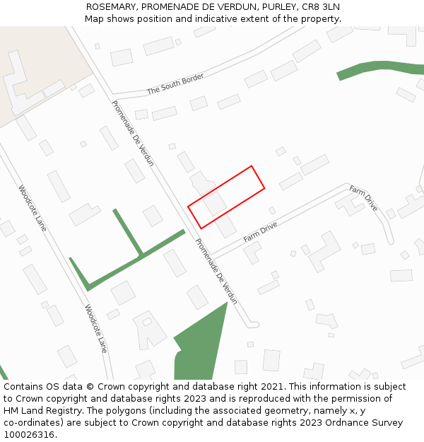 ROSEMARY, PROMENADE DE VERDUN, PURLEY, CR8 3LN: Location map and indicative extent of plot