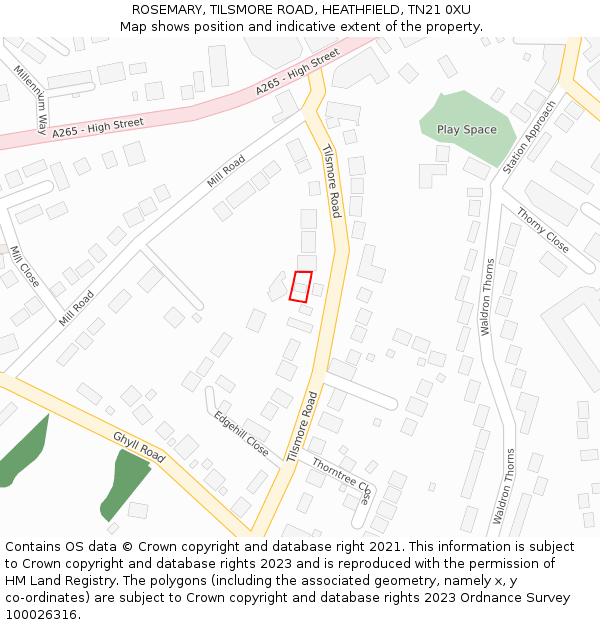 ROSEMARY, TILSMORE ROAD, HEATHFIELD, TN21 0XU: Location map and indicative extent of plot