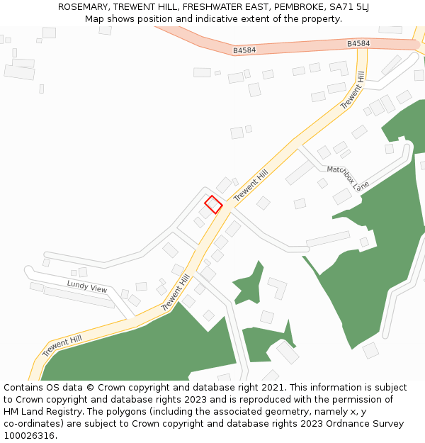 ROSEMARY, TREWENT HILL, FRESHWATER EAST, PEMBROKE, SA71 5LJ: Location map and indicative extent of plot