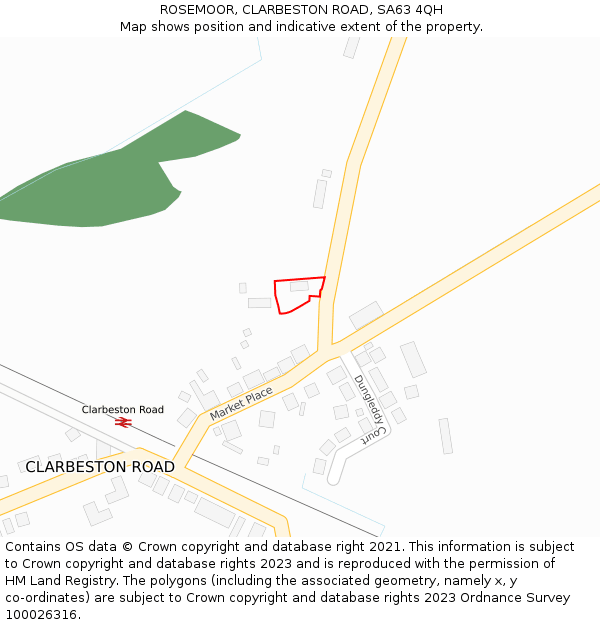 ROSEMOOR, CLARBESTON ROAD, SA63 4QH: Location map and indicative extent of plot