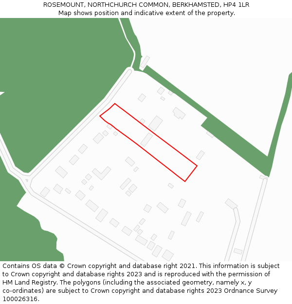 ROSEMOUNT, NORTHCHURCH COMMON, BERKHAMSTED, HP4 1LR: Location map and indicative extent of plot