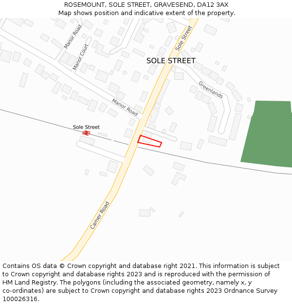 ROSEMOUNT, SOLE STREET, GRAVESEND, DA12 3AX: Location map and indicative extent of plot