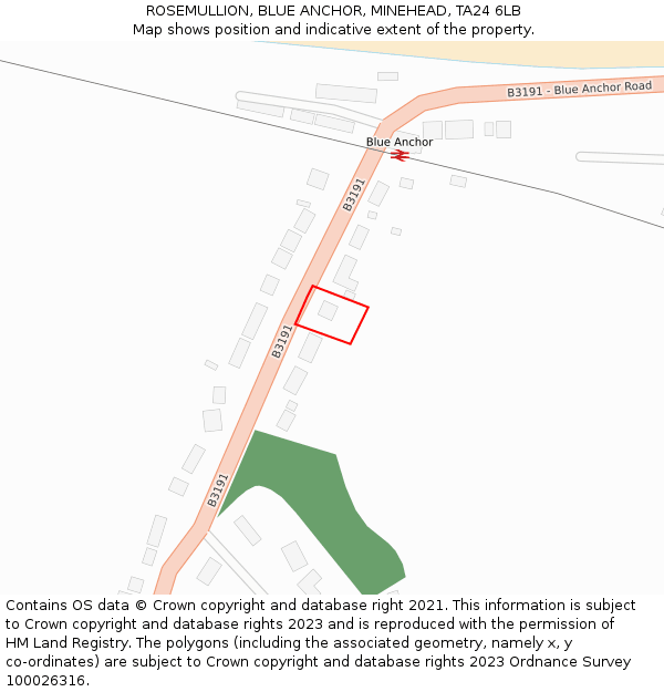 ROSEMULLION, BLUE ANCHOR, MINEHEAD, TA24 6LB: Location map and indicative extent of plot