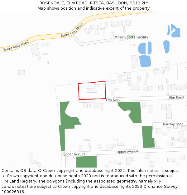 ROSENDALE, ELM ROAD, PITSEA, BASILDON, SS13 2LY: Location map and indicative extent of plot