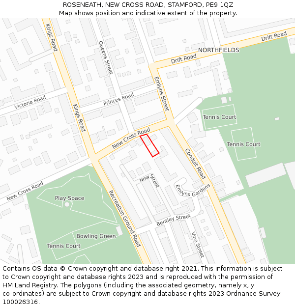 ROSENEATH, NEW CROSS ROAD, STAMFORD, PE9 1QZ: Location map and indicative extent of plot