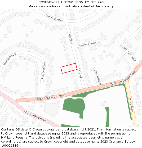 ROSEVIEW, HILL BROW, BROMLEY, BR1 2PG: Location map and indicative extent of plot
