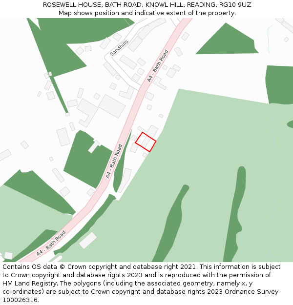 ROSEWELL HOUSE, BATH ROAD, KNOWL HILL, READING, RG10 9UZ: Location map and indicative extent of plot