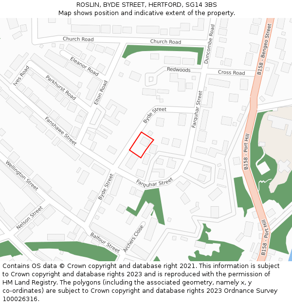 ROSLIN, BYDE STREET, HERTFORD, SG14 3BS: Location map and indicative extent of plot