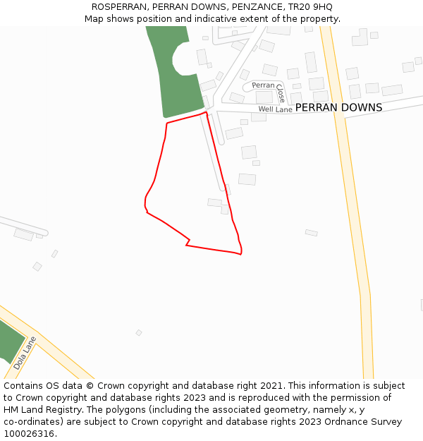 ROSPERRAN, PERRAN DOWNS, PENZANCE, TR20 9HQ: Location map and indicative extent of plot