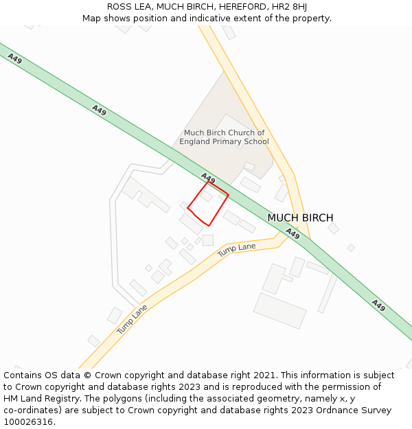 ROSS LEA, MUCH BIRCH, HEREFORD, HR2 8HJ: Location map and indicative extent of plot